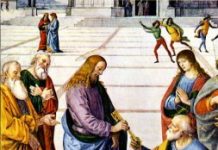 Sveti Petar, stena i petrolej Sveti Petar Isus Hrist predaje ključeve svoje crkve Svetom Petru